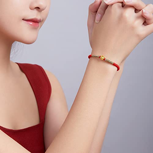 24K Gold Bracelet Zodiac Charm Bracelets Constellation Jewelry Horoscope Sign Red Braided Bracelet Healing Dainty Solid Gold Gifts for Women Men4