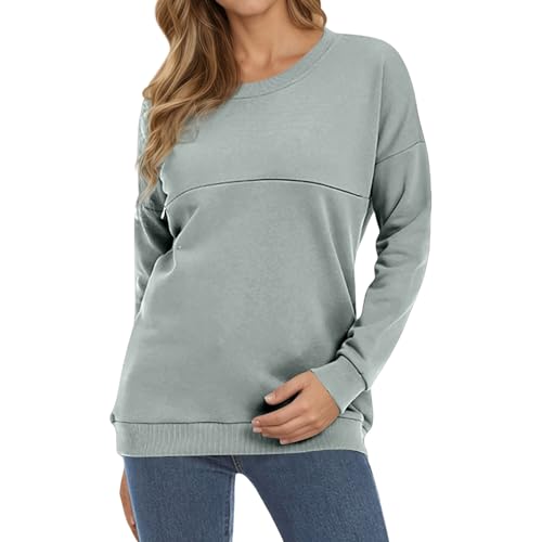 Generisch Sudadera de maternidad y lactancia para mujer, de manga larga con cremallera horizontal, cómoda ropa de maternidad con función de lactancia, M