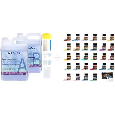 Fast Cure Epoxy Resin 2.08 Gallon - 4 Hrs Demold Upgrade and 28 Colors Mica Powder Cover
