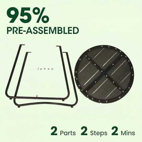 danpinera Outdoor Side Tables, HDPS Patio Table with Metal Legs, 18 Inch Outdoor Small Round Table for Garden, Backyard, Porch, Deck, Balcony, Poolside by danpinera - Used condition - Image 7