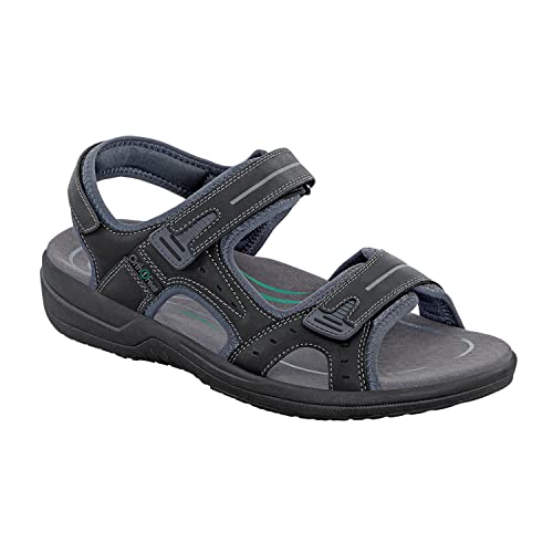 Orthofeet Men's Gemini Sandal, Black, 10.5 X-Wide