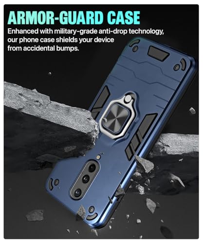 Image of WOW IMAGINE Shock Proof Back Case Mobile Cover for 1+ OnePlus 8 | Back Cover Case (Tough Armor | Hybrid PC + TPU | Ring Holder & in-Built Kickstand | Bue)