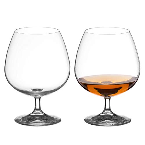 DIAMANTE Brandy Cognac Liqueur Glasses Pair - ‘Auris’ Collection Undecorated Crystal Snifter Glasses - Set of 2 (1400.702) - Image 4