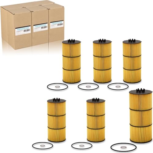 FOCUSFILTER P551005 OEM Grade Oil Filter, for Freightliner Trucks & Buses 114SD 122SD Cascadia L6, Western Star Trucks 4700SB, Replaces LF17511, P7505, A4731800909, A4721800509, A4721800109(Pack of 6)