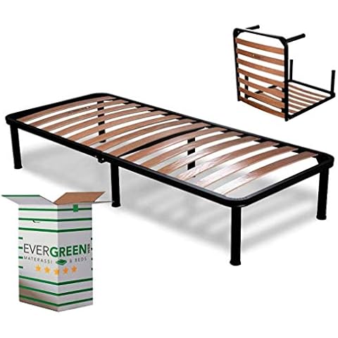 EVERGREENWEB Orthopädischer Lattenrost 90x200 Faltbar, 35 cm Hoch, Extra Komfort Holzleisten mit 6 Abnehmbar Füße Verstärkte Rahmen aus Stahl, Klappbarer Bettgestell für alle Betten und Matratzen Cover
