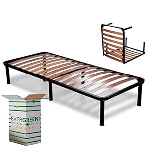 EVERGREENWEB – Opklapbaar bedframe met sterk ijzeren frame en beukenhouten latten, orthopedische bedbodem VOLLEDIG GEMONTEERD + 6 poten voor alle matrassen en kussens, 100% ITALIAANS (80 x 190 cm, bedframe)