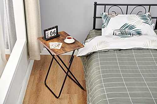 Furniturer Folding Tables Foldable Tv Tray Dinner Snack Trays Set Of 2, Industrial Style Sofa Bedside Tables With X-Frames, Small Laptop Table In Vintage Brown, 15 X 18.9 X 26.2 In, 2Pcs #TOP1