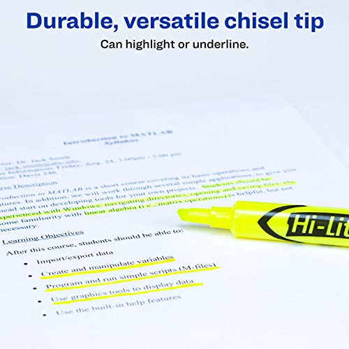 Avery Hi-Liter Desk-Style Highlighters, Smear Safe Ink, Chisel Tip, 12 Fluorescent Yellow Highlighters (24000) #TOP2
