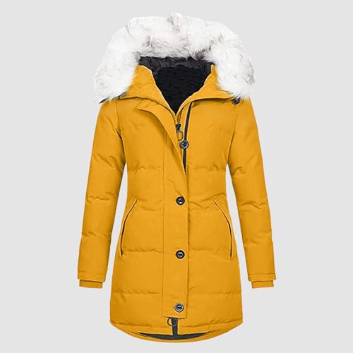 Winter Mantel Damen - Frauen Wintermantel mit für Plus Größen Täglich Dick Gepolsterte Langjacke Warme Oberbekleidung