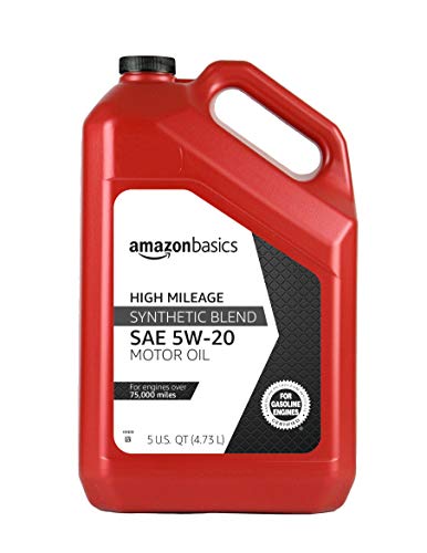 AmazonBasics High Mileage Motor Oil - Synthetic Blend - 5W-20 - 5 Quart
