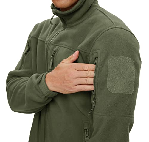Winter Warm Work Coats Men's Full Zip Tactical Fleece Jacket Outdoor Hiking Training W/Zipper Pocket4
