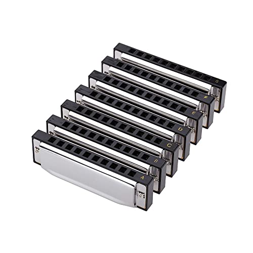 Harmonica Harmonica 10 trous harpe Blues harpe blues harmonica diatonic harmonica Set de 7 pièces (A – g) avec boîte… - Les Beatles, Paul McCartney, John Lennon, RIngo Starr, George Harrison Harmonica Harmonica 10 trous harpe Blues harpe blues harmonica diatonic harmonica Set de 7 pièces (A - g) avec boîte… – Image 3
