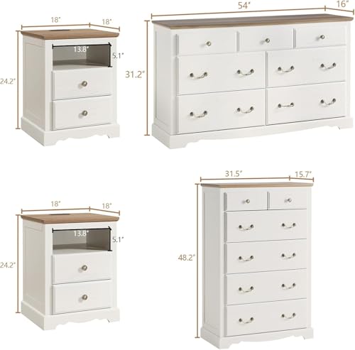 image for AMERLIFE Farmhouse 5 Pieces Bedroom Sets Includes Farmhouse Queen Size