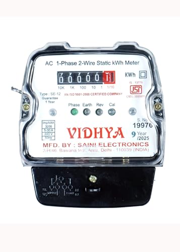Sub Meter – Power India Meters Single Phase Electronic Energy Sub Meter for Home | 1 Phase 2 Wire kWh Watt Hour Meter | 240V 50Hz | ISI Marked | For Residential & Rental Use | Model No 1