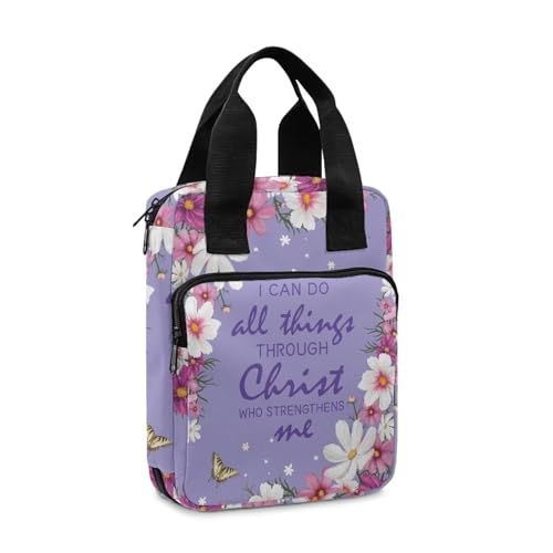 Dolyues Large Daisy Proverbs Bible Case - Zippered Church Bag for Women | Rainbow Bible Cover & Christian Religious Gifts | Durable and Stylish3