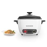 Black+Decker 2-in-1 Rice Cooker and Food Steamer, 16 Cup (7 Cup Uncooked), White, RC516C