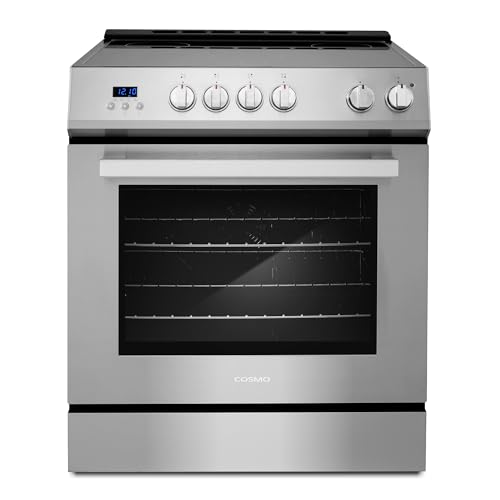 COSMO COS-ERD304K 30 in. Stellar Collection 5.0 cu. ft. Electric Range with 4 Burner Glass Cooktop and Convection Oven in Stainless Steel