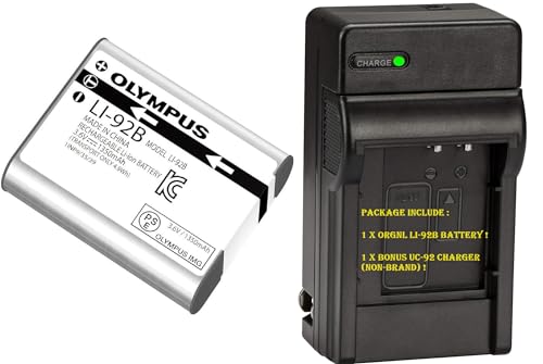 LI-90B, LI-92B, LI-50B Dual USB Charger for Olympus LI90B, LI92B, LI50B Camera Battery, Tough SH-1, SP-100, SP-100 IHS, TG-1 iHS, TG-2 iHS, TG-3, TG-4, TG-5, SH-50 iHS, SH-60, XZ-2 his