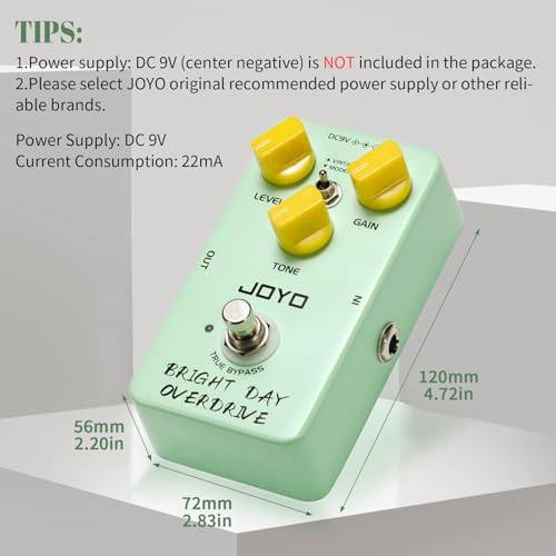 Image of JOYO Blues Overdrive Guitar Pedal, Analog Circuit with Vintage /Modern Voicing & Level /Gain /Tone Control, True Bypass (BRIGHT DAY JF-25)