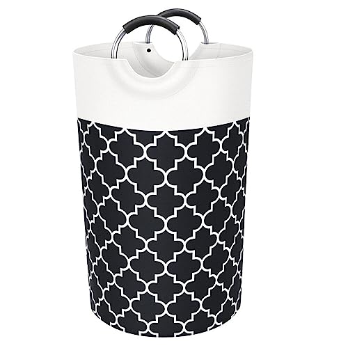 FAIRWAYUK Foldable Laundry Basket - 82L Large Collapsible Laundry Baskets with Strong Handle, Double Layer Strong Fabric Clothes Laundry Hamper Bin Bag, Black (74x38cm)