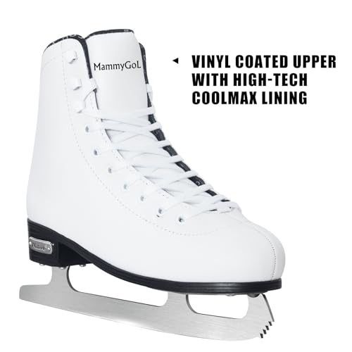 MammyGol Classic Ice Figure Skates for Womens/Misses/Girls Lace up with Stainless Steel Blade Light Support Ice Figure Skates in White Color by MammyGol - Image 3