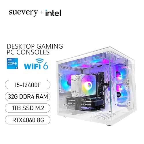Gamer PC Intel Core I5-12400F 2.5GHz(6Cores 12Threads UP to 4.4G) 32G RAM Nvme 1TB RTX 4060 8G Wi-Fi6 White Prebuilt Gaming Desktop Computer - Image 3