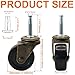 2 Inch Antique Brass Caster Wheels, Rubber Casters 5/16 Inch x 1-1/2 Inch (8 x 38mm) Stem SocketsCaster for Sofa, Chair, Cabinet, Dresser Vintage Furniture Set of 4