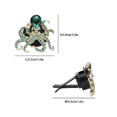 Image of ORIESSE 2pcs Octopus Car Vent Clips Car Air Freshener,Green Bling Car Accessories for Women,Ocean Animal Theme Beach Car Decor,Refillable Car Diffuser