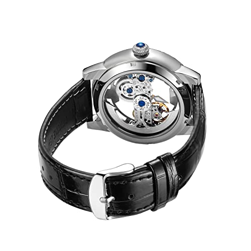 Image of FORSINING Skeleton Watch for Men Automatic Luminous Self Winding Steampunk Dress Wrist Watch, Transparent, Mechanical