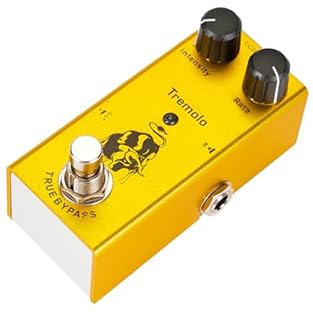 Electric guitar effects pedal--adjust tone and vibe at will by adjusting and rate knob,guitar pedals Tremolo--no popping, buzzing and low noise, provide clean sound for you,acoustic guitar pedal Tremolo for guitar--a great gift for your friend and fa...