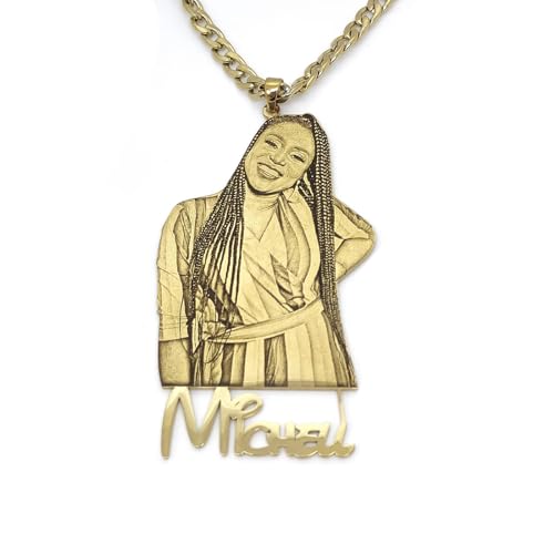 Picture Necklace Personalized Photo Custom Pendant Chain for Men Women 18K Gold Plated Photo Necklace Memorial Gift