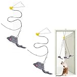 2Pcs Cat Toys for Indoor Cats,Kitten Interactive Hanging Cat Door Mouse Toy Adult Enrichment,Christmas Halloween Birthday Realistic Chirping Mice Chew Stimulating Accessories Adjustable Springs String