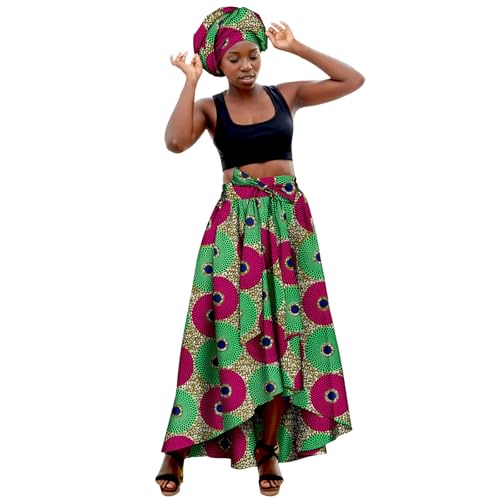 Falda larga con estampado africano elastica informal para evitar calor