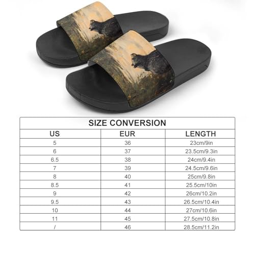 Lonely Black Bear Shower Slippers for Women Men Casual Non-Slip Slide Sandals Beach Bathroom Shoes2