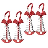 Veemoon Estacas para Carpa de Aluminio Resorte Retráctil, Ganchos en Forma de Espina de Pescado, 4 Piezas Rojas, Accesorios para Camping y Senderismo, Clavijas Resistentes para Suelo