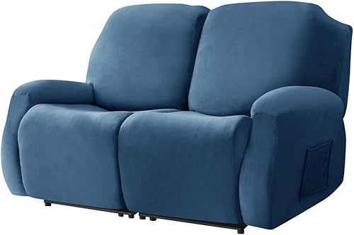 Vista 86 de Fundas de terciopelo elástico para sillas reclinables, fundas para sofá biplaza de 2 cojines, 6 piezas, fundas protectoras para muebles con bolsillo
