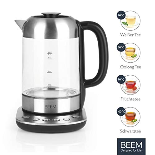 BEEM TEATIME II Wasserkocher mit Temperatureinstellung - 1,7 L | Edelstahl & Glas | Teekocher | LED Beleuchtung… – Bild 3