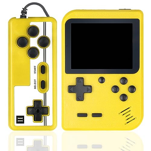 Hikonia Handheld Game Console,Portable Retro Video Game Console with 500 Classical Games,3.0 Inches Screen,1020mAh Rechargeable Battery,Support for TV & Two Players,Gift for Kids & Adult(Yellow)