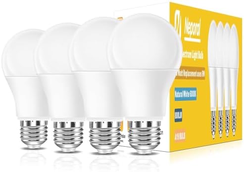full spectrum light bulbs for home that will transform your space 4 Full Spectrum Light Bulb, 6000K Natural Sunlight Bulbs, 9W 60W Equivalent LED Light Bulb, Natural Light Bulbs A19, E26/E27, 4 Pack