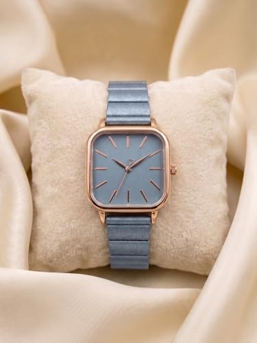 Image of AMERICANVIBER | Premium Square Analog Watch for Women & Girls | Stylish Stainless Steel Strap | Elegant Heart Second Hand | Adjustable Lock | Trendy Ladies Wrist Watch under 499 | Square Case Design | Perfect for Casual | Affordable Fashion Watch for Girls