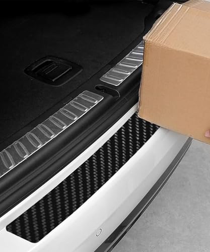 Flaconi Auto Stoßstangenschutz Lackschutzfolie,Selbstklebender Stoßstangenschutzfolie für Autos,Kohlefaser Heckstoßstangen-Protektor mit Abzieher,Geeignet für die Meisten Pkw,SUVs,Lastwagen(Schwarz)