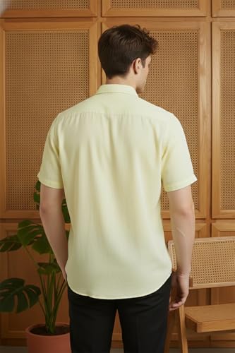 Image of Allen Solly Men's Linen Casual Shirt | Solid | Half Sleeve | Breathable Premium Linen | Summer & Vacation Wear