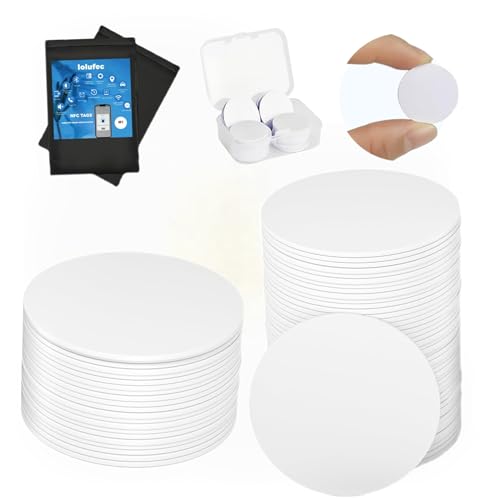 70 Pcs NFC Tags NTAG215 Blank NFC Coin Cards，Rewritable Programmable NFC Stickers Round Cards with Adhesive Back,Compatible with TagMo and Amiibo and NFC Enabled Mobile Phones Devices