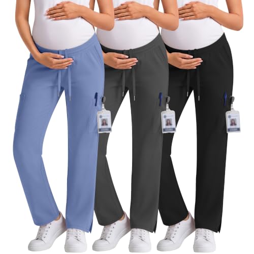 Image of 3 Pack Women's Maternity Scrub Cargo Pants