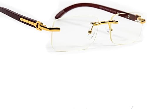 Miniatura 7 de Lentes de estilo hip hop para hombre estilo retro con montura dorada sin montura