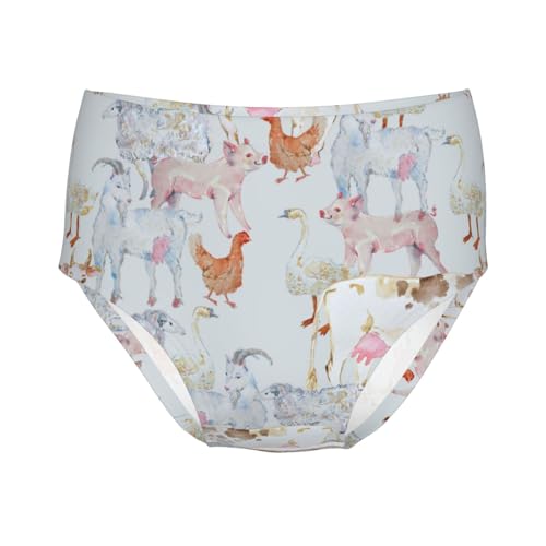 Watercolor Farm Goat Cow Animals Girls' Underwear Soft Cotton Little Girls Panties Comfort Briefs