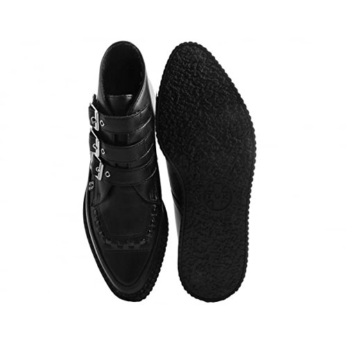 T.U.K. Black TUKskin 3-Buckle Pointed Creeper Boots for Men & Women, Low Platform Boot, Gothic Punk Retro Alternative Fashion Footwear4