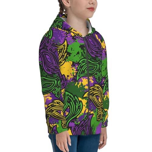Mardi Gras7 Kids Pullover Hoodies Boys Zip Up Sweatshirts Girls Athletic Clothes with Pocket4