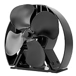 Forest Master | Satin Black Viking Air Advanced Stove Fan - Powerful 4-Blade Heat Powered Fan for Eco-Friendly Heat Circulation in Wood Burning Stoves & Fireplaces – Includes Fragrance