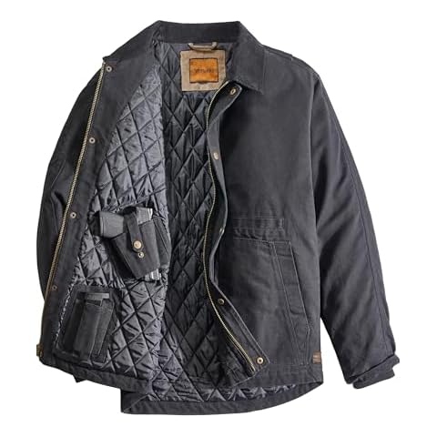 Venado Concealed Carry Jacket for Men - Heavy Duty Canvas - Conceal Carry Pockets (Black, X-Large) Cover
